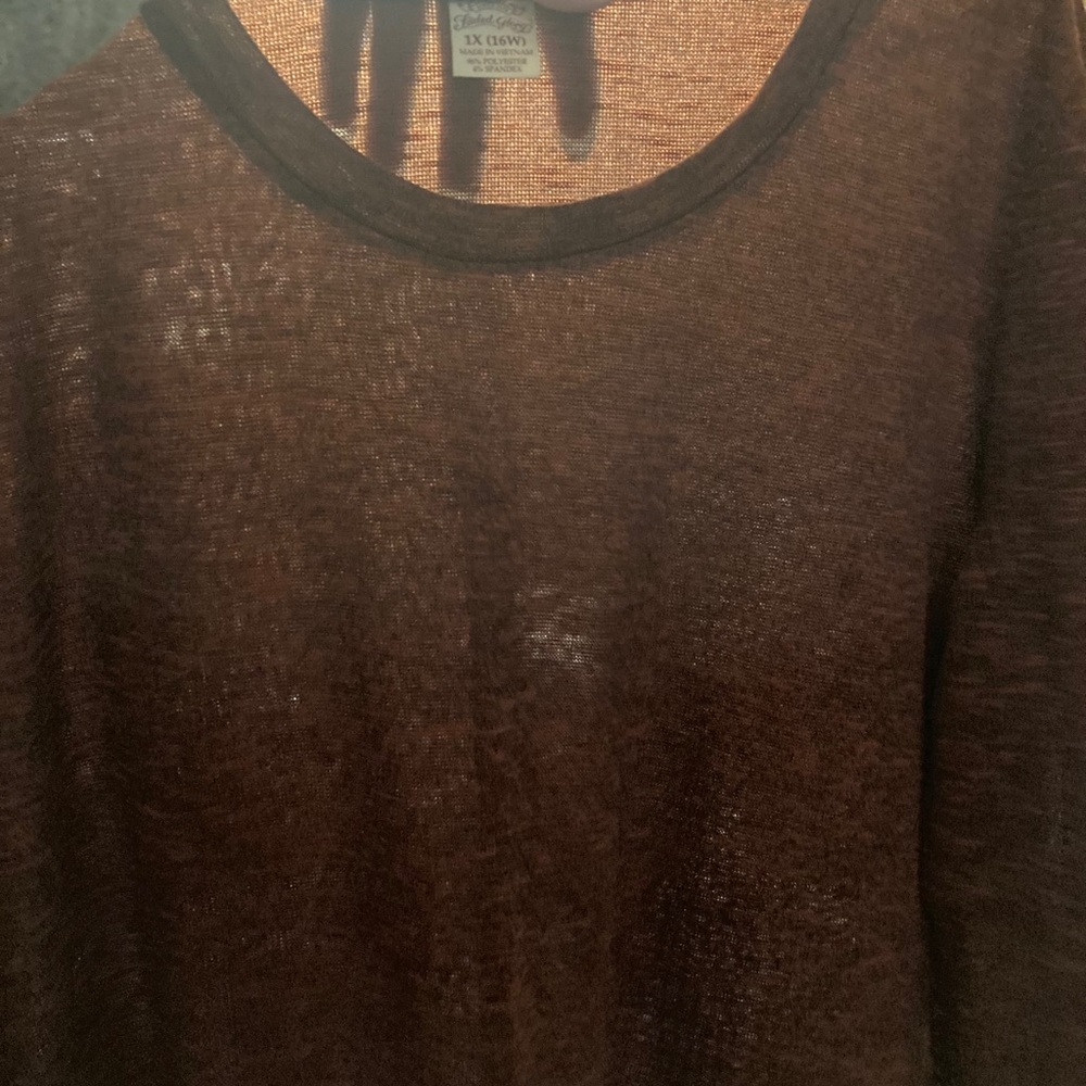 ๐ Faded Glory (1X - 16W) L/S sheer orange tunic - Picture 8 of 11